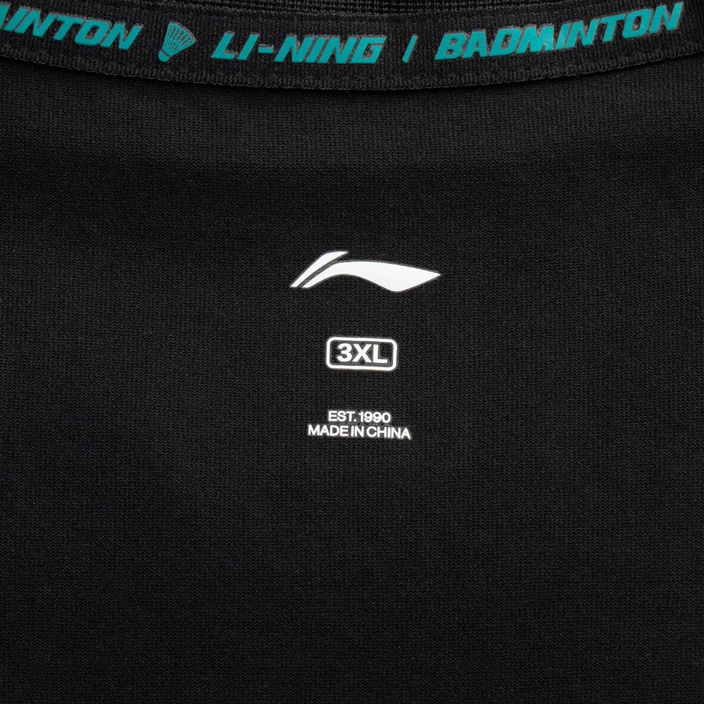 Li Ning Badminton Series Printed Logo Round Neck Comfortable Versatile Breathable Short Sleeve T-Shirt Men Tops Black AHSU893-1