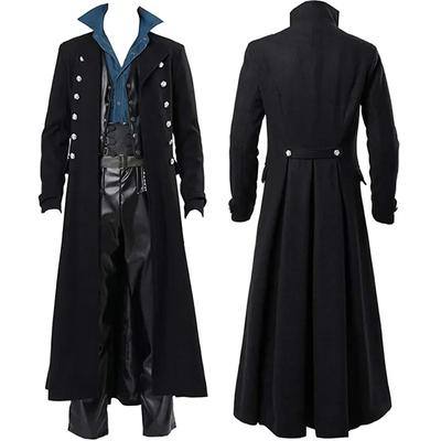 Middeleeuws Piratenkostuum Steampunk Vintage Trenchcoat Gothic Heren Smokingjas Victoriaans Carnaval Party Cosplay Kostuum