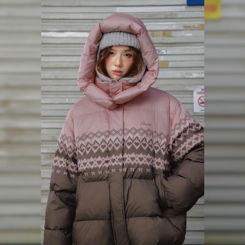 UNIFREE Fair Isle Retro Puffer Down Jacket