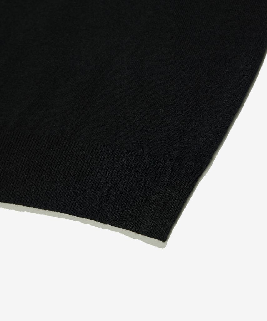 Seutaendeuobeo Crop V-Neck Knit [Black]