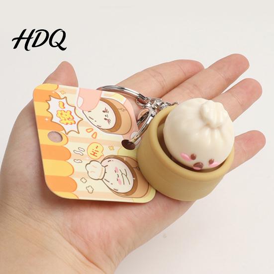 Keychain Pendant 1/2/3Pcs Stress Relief Toy Mini Steamer Bun School Bag Decoration Soft Elastic Squeeze Decompression