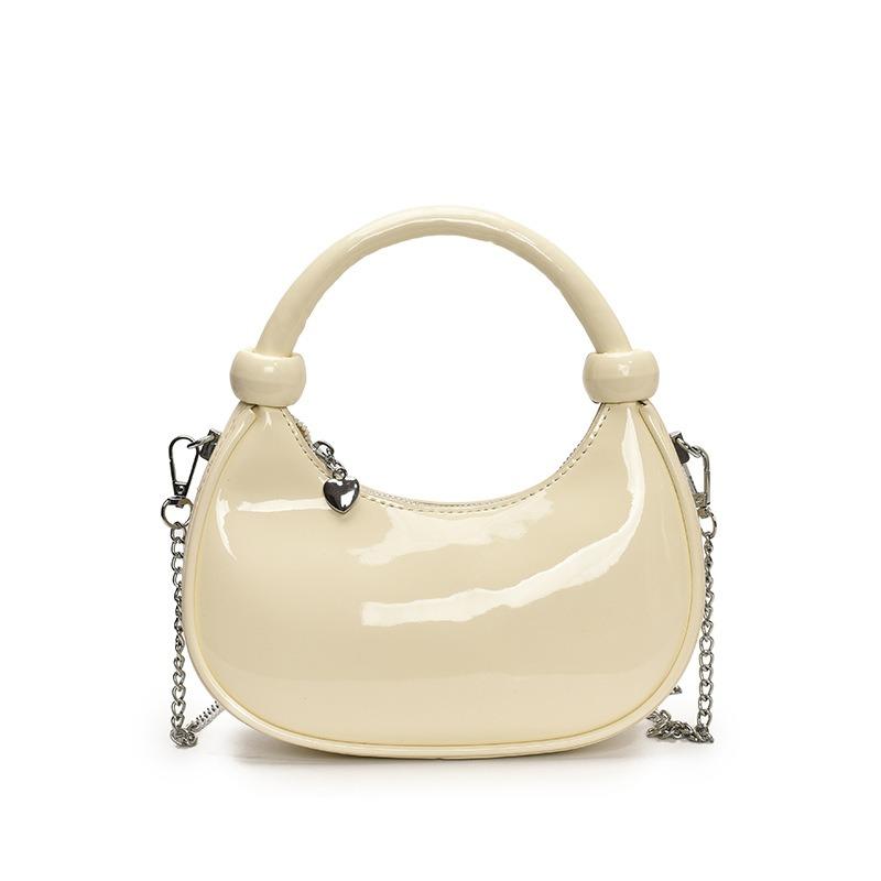 Handbag Patent Leather Glossy Crescent Bag Wind Chain Niche Design Commuter Leisure Bag Women