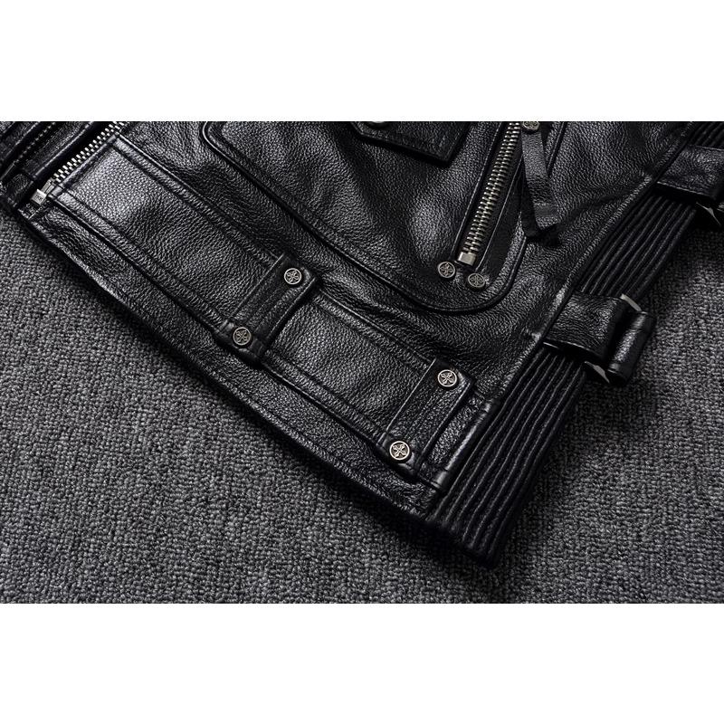 Chinese Size Heavy Motorcycle Jacket Natural Cowhide Leather Top Layer Causal Vintage Retro Moto Suit Leather Coat Winter