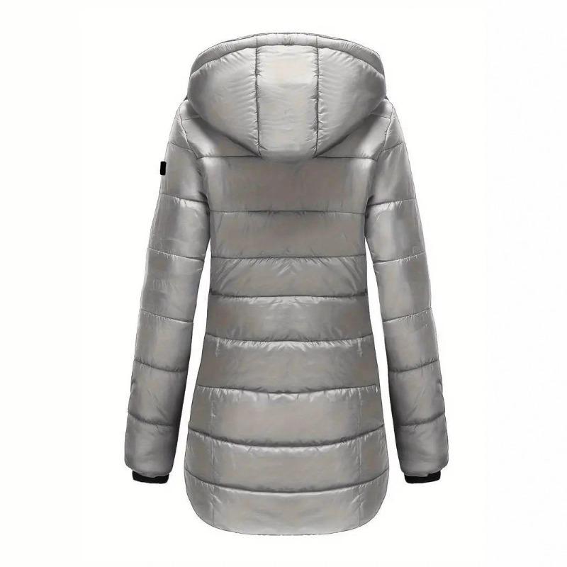 Autumn and Winter Women's Clothing Medium and Long Slim-fitting Hooded Jacket Casual Light Cotton-padded Clothing Cotton-padded Clothing Personality