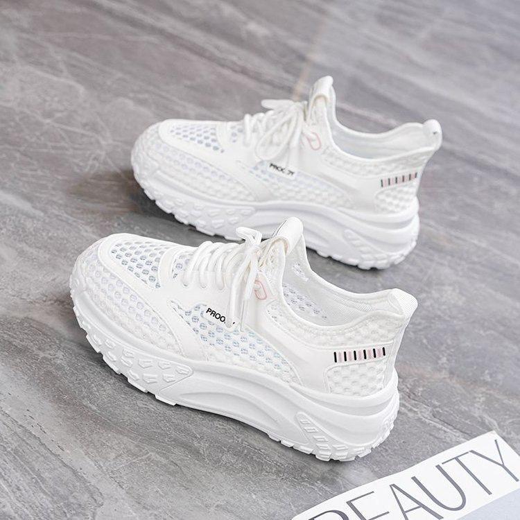 Dad shoes women's summer 2025 new popular shoes versatile thick-soled breathable single mesh casual sports white shoes