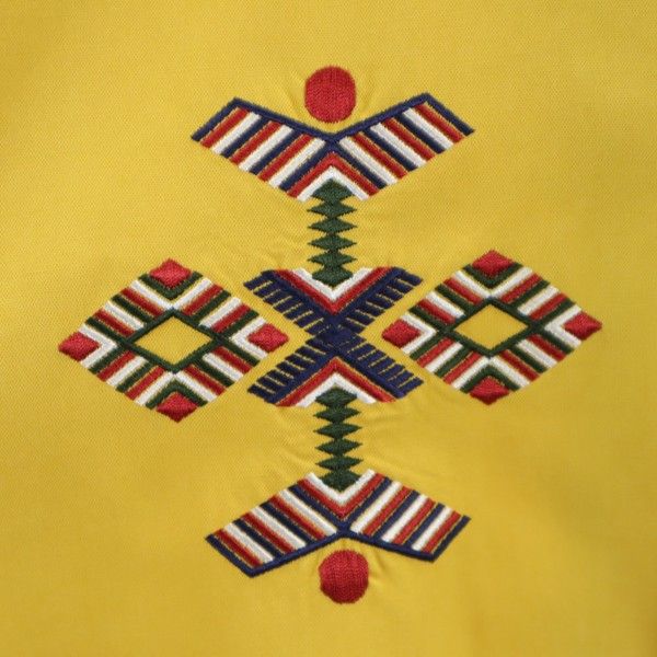 unused Johnbull Long sleeve Embroidery shirt L mustard embroidery Men's Used