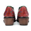 Johnature Genuine Leather Versatile Women Pumps Hand Brushed Vintage Contrast Hollow Out Thick Heels Shoes