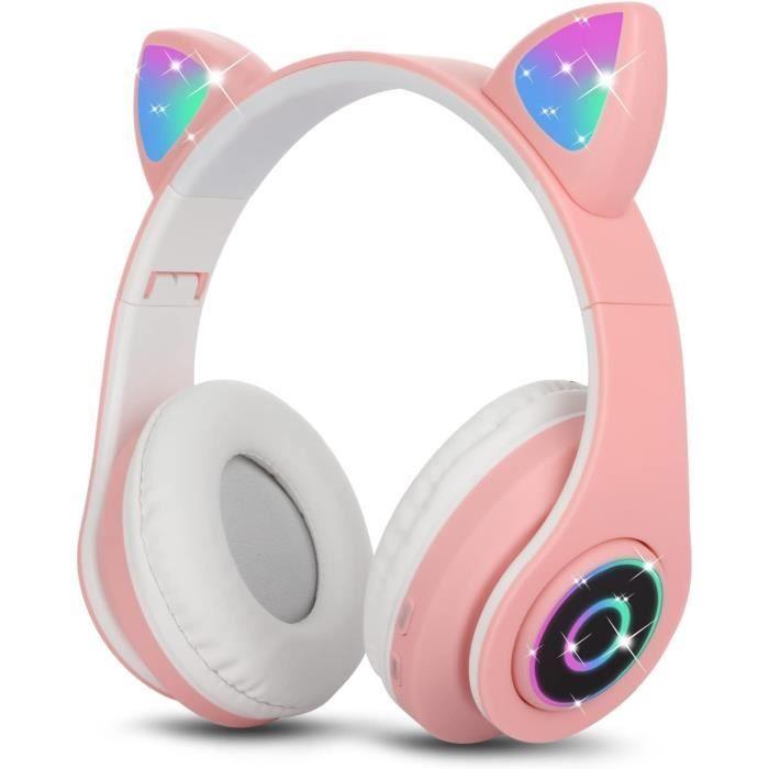 Casque Bluetooth - Sendowtek - B39 - Pliable - Micro intégré - Rose pour Enfants
