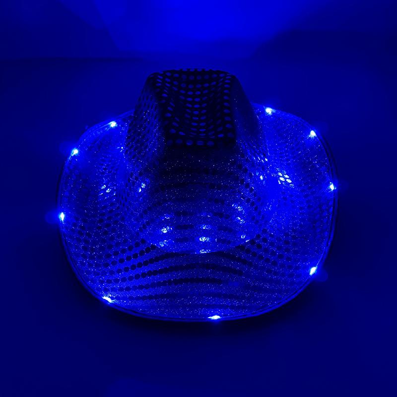 Vierfarbiger LED-Leuchtcowboyhut für Bühne & Halloween-Party