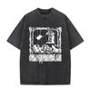Japanese Anime Serial Experiments Lain Vintage Washed T Shirt Manga Iwakura Girl Sci Fi T-shirts Men 100% Cotton Casual T Shirt