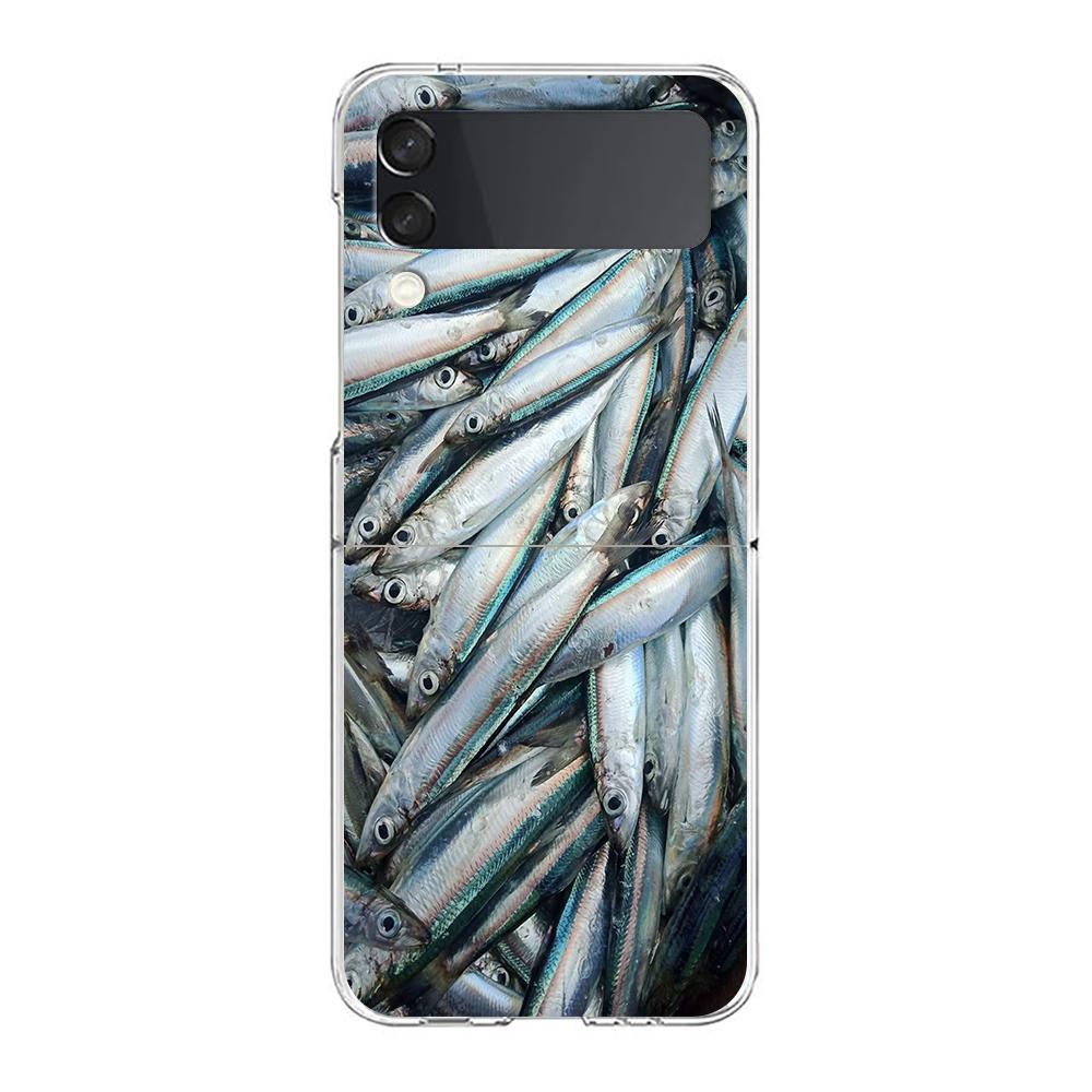Sardines Phone Case For Samsung Galaxy Z Flip 7 6 5 4 3 For Samsung Flip7 Flip6 Flip5 Shockproof Dustproof Hard Folding Cover