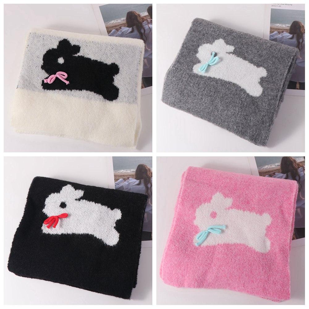 Warmer Cartoon Thick Shawl Soft Long Scarf Large Rabbit Knitted Scarf  Winter