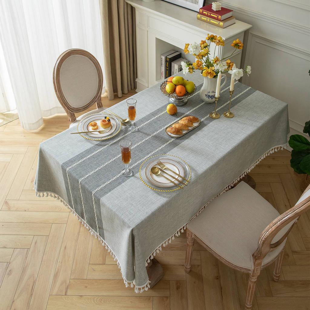 Youzhuo Tablecloth Cotton And Linen Table Cloth Embroidery High-End Tablecloth Coffee Table Cloth Fringed Cover Cloth