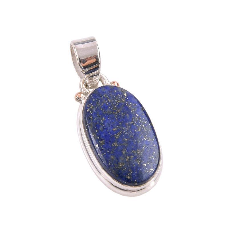 Naturalny Kamień Lapis Lazuli 925 Srebro Próby Prezent Wisiorek 1.50" c5z92