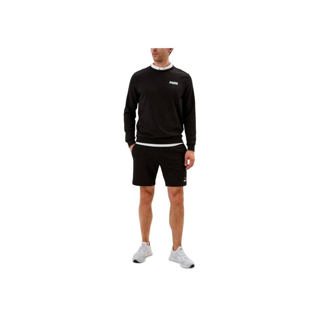 Puma Solid Color Letter Fitted Long Sleeve Sweatshirt Men Tops Black 84723101