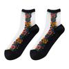 1Pair Women's Summer Linen Pattern Retro Stitching Small Floral Socks