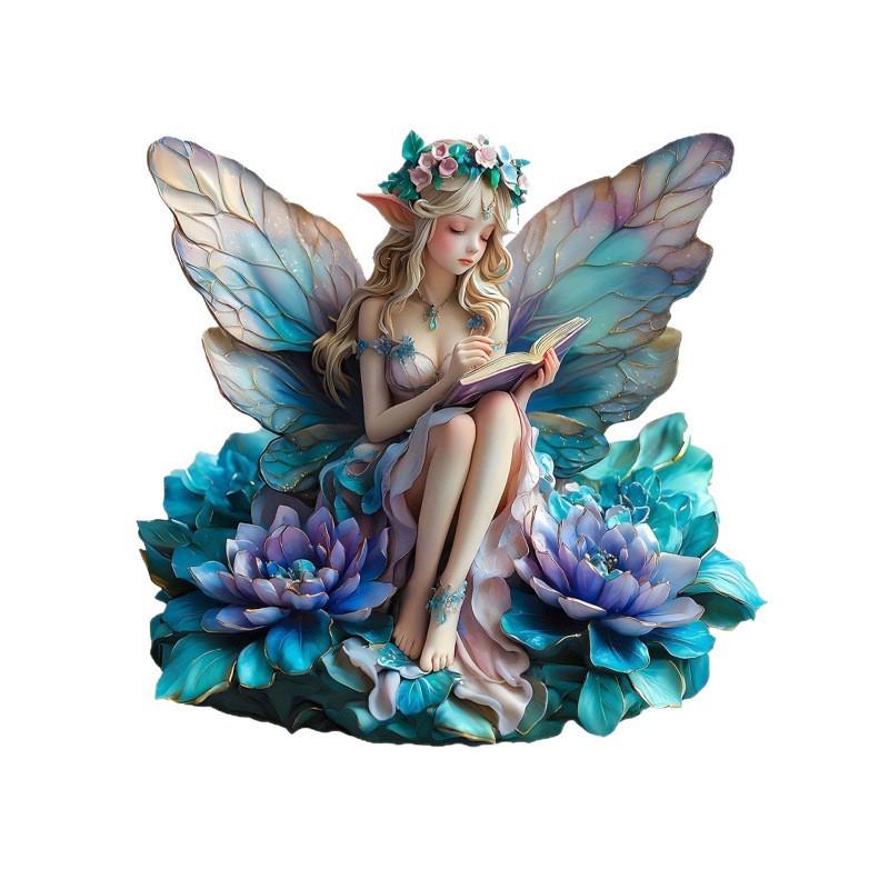 Colorful Acrylic Elf Fairy with Wings Ornament for Living Room or Bedroom Decor