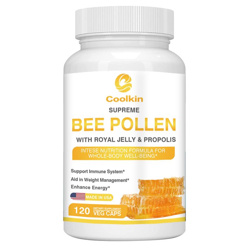 Premium Bee Pollen Capsules, Natural Bee Pollen Supplement, Containing Royal Jelly, Bee Pollen and Propolis, Suitable for Adults.