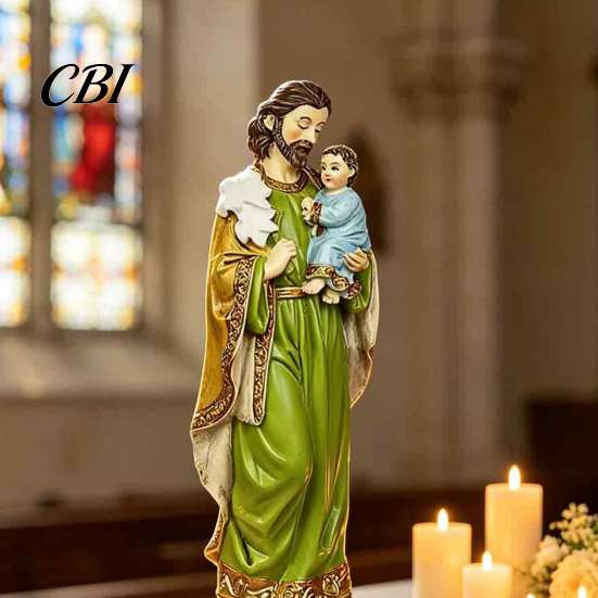Religious Resin Ornaments Joseph And Child Jesus Figurine, Christian Ornament, Spiritual Home Decoration Collectable Catholic Saint Statue,