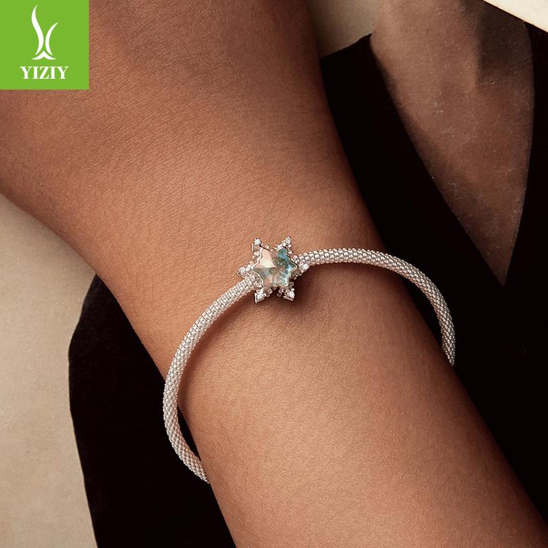 Ice Flower Beads S925 Sterling Silver Snowflake Beads Diy Bracelet Beaded Accessories Autumn And Winter Light Luxury High Sense