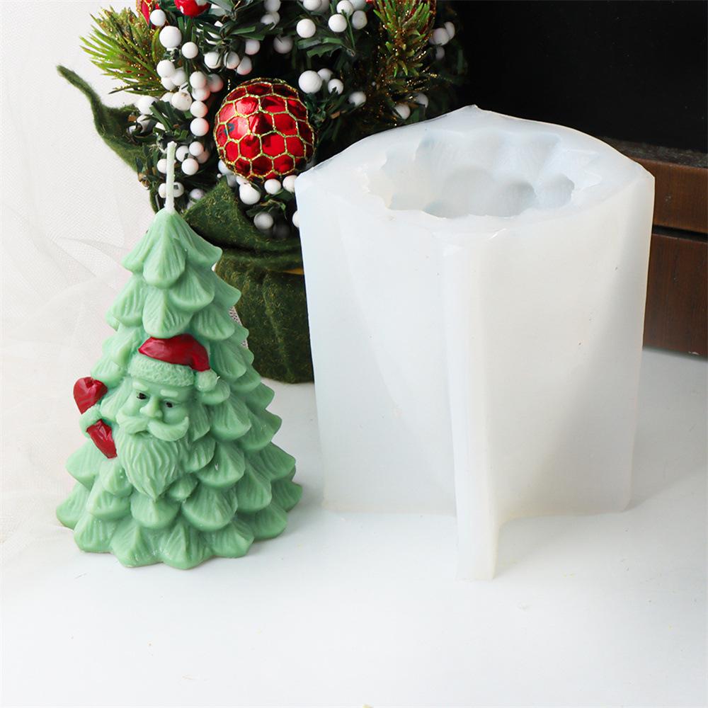 Santa Claus Christmas Tree Candle Silicone Mold Snowman Christmas Tree Candle Mold House Tree Candle Mold Christmas Decor Gift