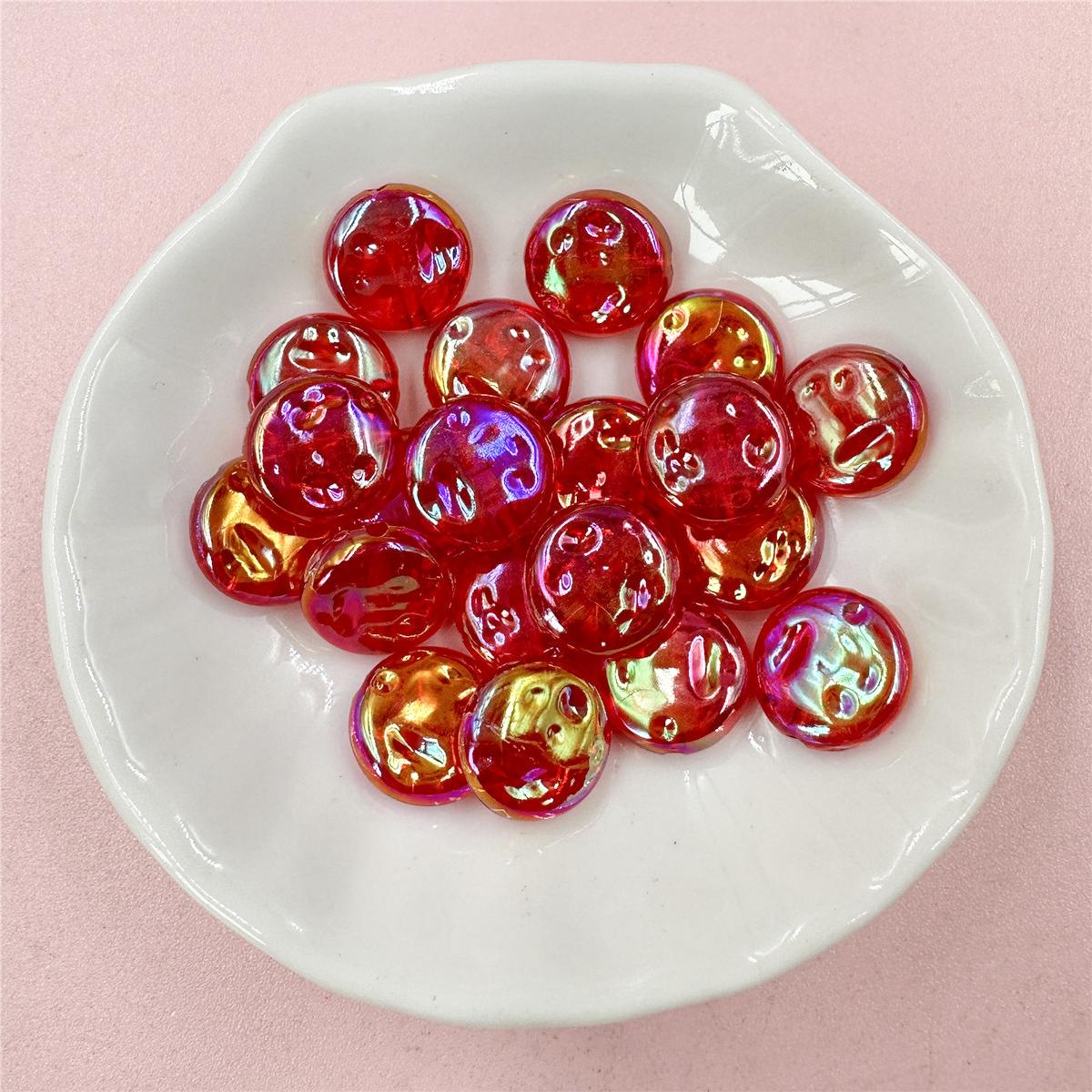 

Свободные бусины на пуговицах, круглые материалы ручной работы, цепочка для мобильного телефона, 20 шт., акриловый однотонный одноцветный браслет «сделай сам», 12 мм красный