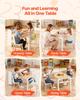 Kids Art Table and Chair Set, Toddler Craft Table with 3 Tiers Storage Cabinet, Wooden Kids Activity Play Desk with 2 Chairs, Art Craft Play Desk for