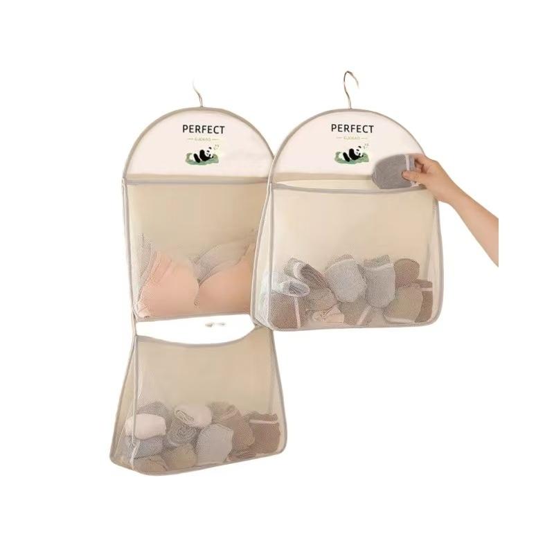 Socks Storage Hanging Bag Wardrobe Dormitory Storage Mesh Pocket Underwear Storage Wall Hanging Finishing Storage Bags