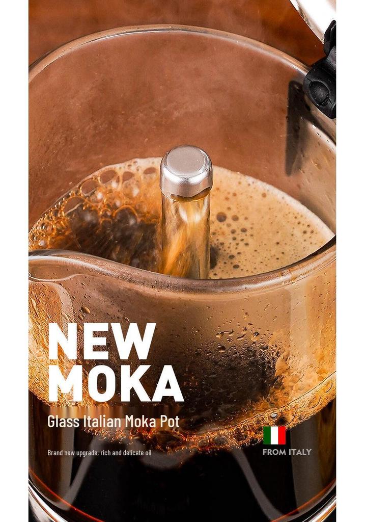 Electric Aluminum Moka Pot: Italian Style Plug-in Coffee Maker with Visible Brewing, Black Coffee Model
