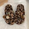 Mao Mao Slippers New Leopard Print Slippers In Autumn and Winter 2025 Wear One-word Crossed Cotton Slippers Outside the Home