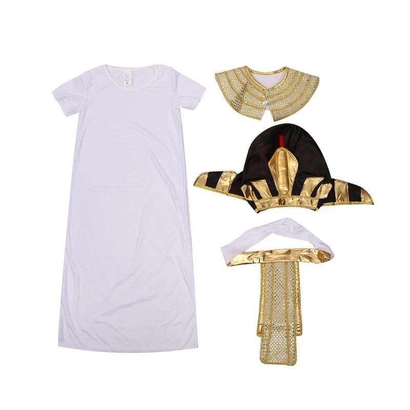 Sydanne Kids Ancient Egyptian King Pharaoh Robe Jumpsuit Cosplay Costume Halloween Dance Stage Performance Clothes