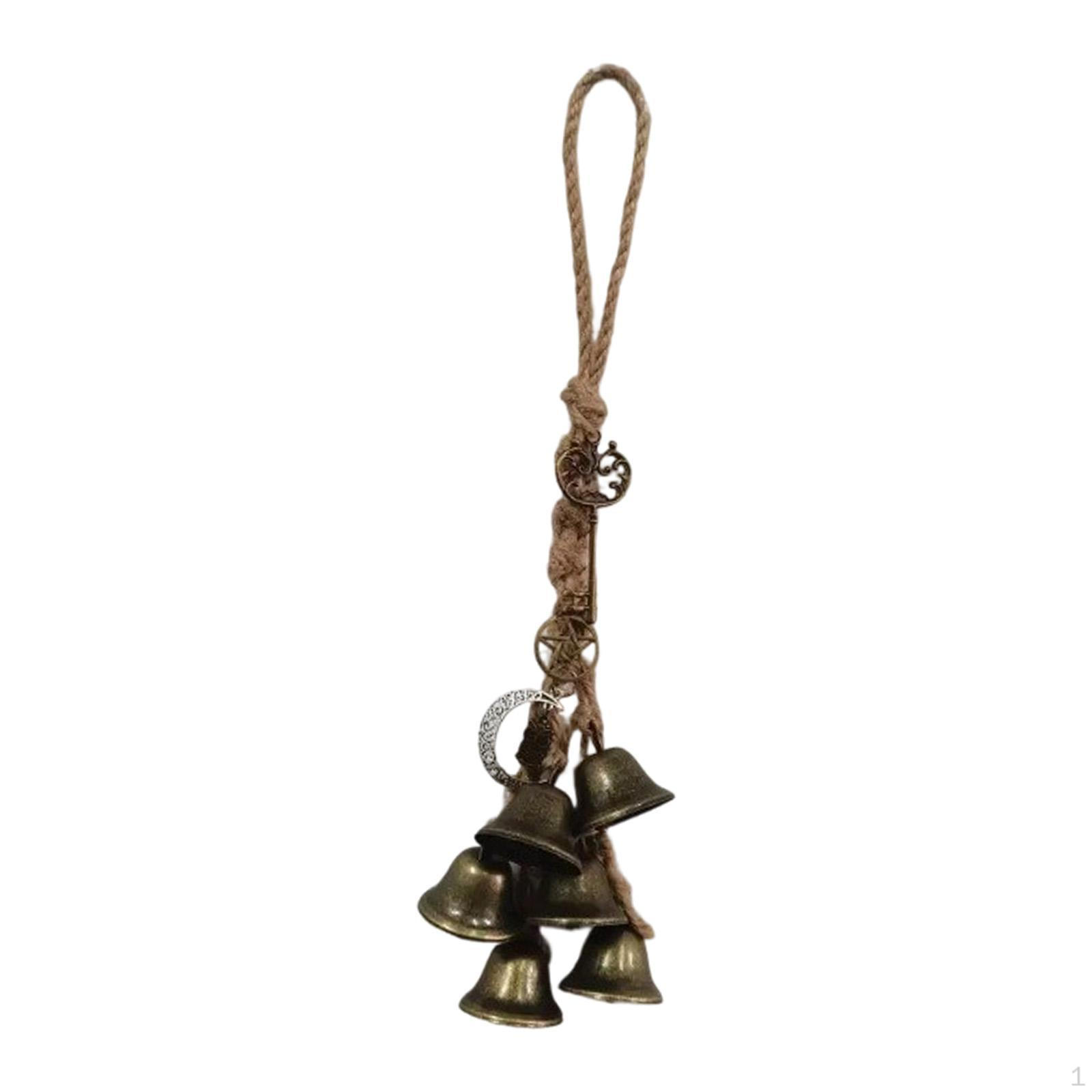 

Bell Pendant, Wind Chime, Handmade Hanger, Charm Bell, Iron Hemp Material, Suitable for D Light Brown Color