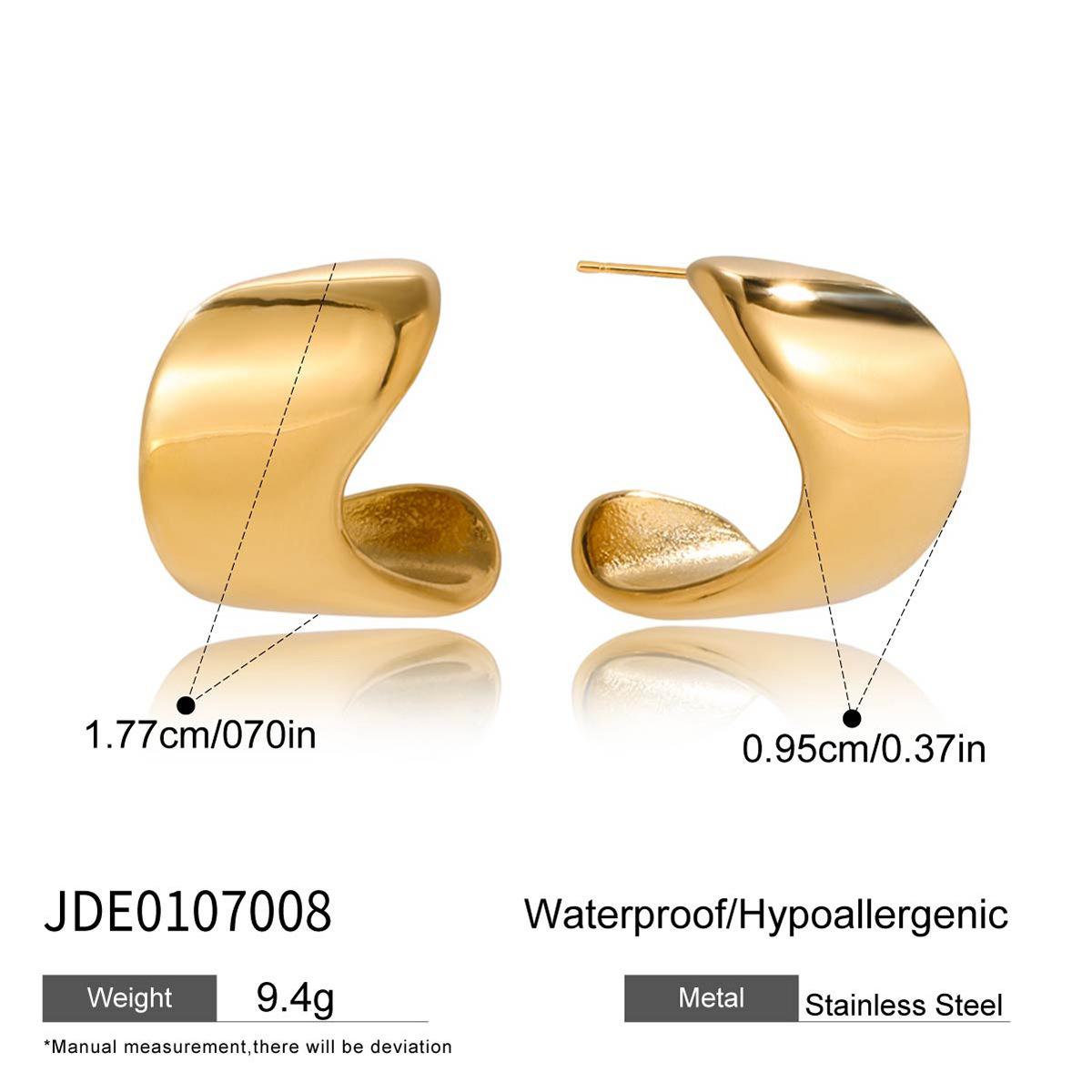 Дизайн Sense Классические Серьги-кольца C-образной формы из 18-каратного золота с глянцевой геометрической отделкой