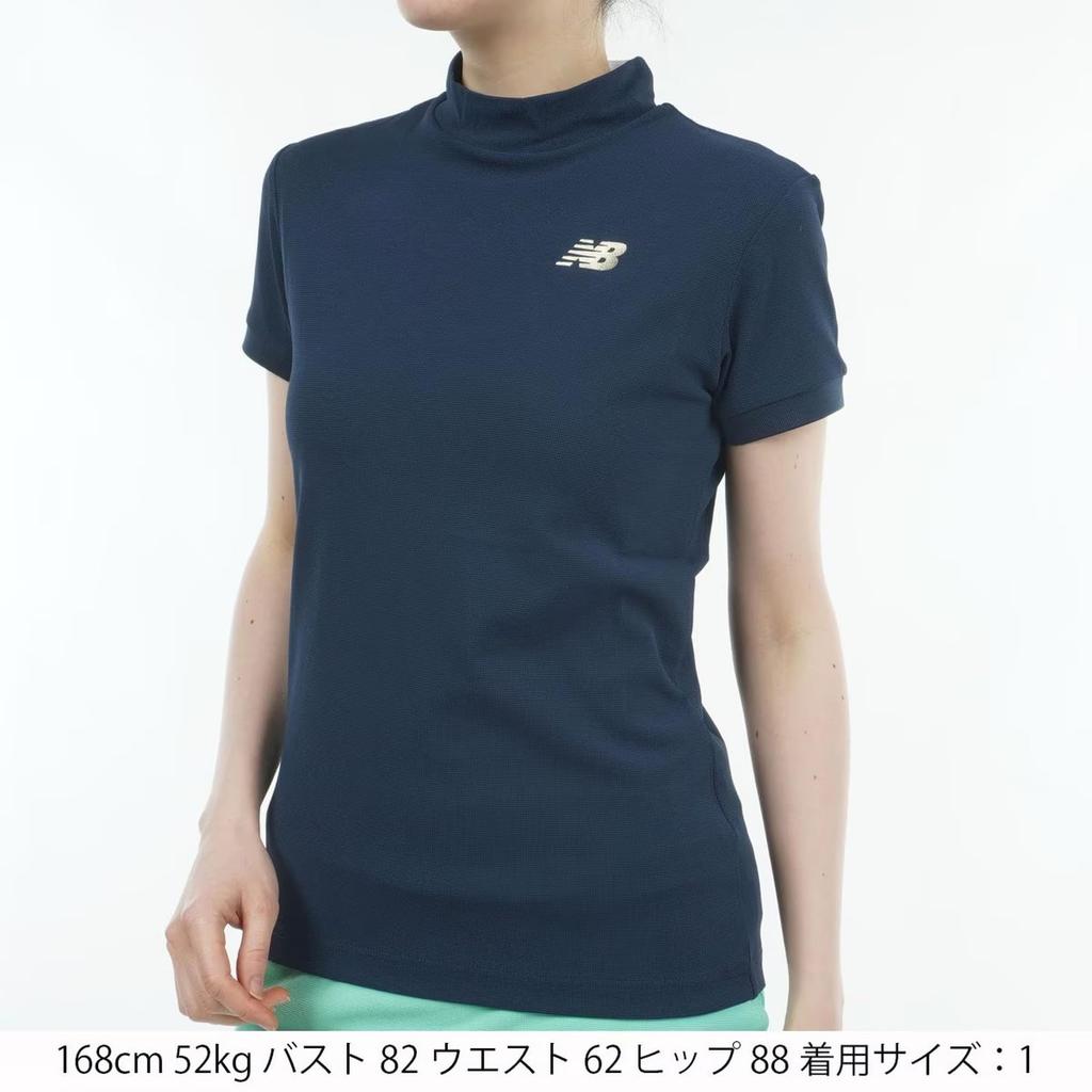 Golf Short Sleeve Mock Neck Shirt Sweat Quick 0 [New Balance] Women's (FIELDSENSOR EX Absorbent, Drying, Stretch) / 012-4166510 121_Navy [S]