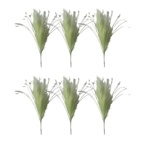 6 Pcs Faux Pampas Grass Decor 17.7" Short Fluffy Fake Pompas Branches Multicolor Artificial