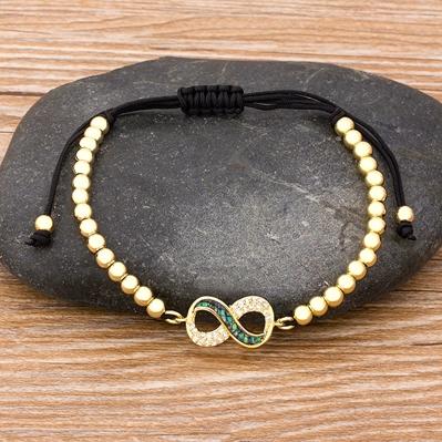Nidin New Classic Light Luxury Copper Macrame Pave CZ 4MM Beads 8 Shape Men Women Handmade Adjustable Bracelets Jewelry Gift