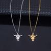 Stainless Steel Bull Head Pendant Necklace - Halloween Animal Clavicle Chain for Women