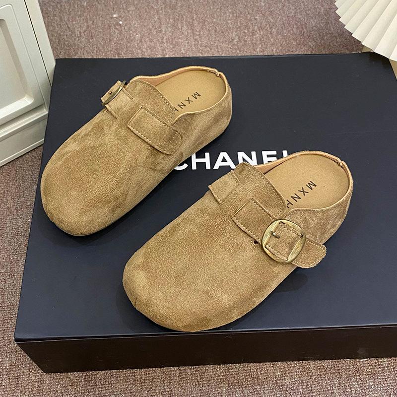 

Обувь Boken женская сумка голова полушлепанцы верхняя одежда 2025 новая осень обувь на одном педале ленивая ретро Boken полушлепанцы 40 хаки