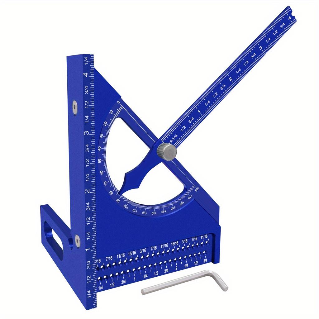 Imperial 180 Degree Adjustable 3D Adjustable Woodworking Square Protractor Aluminum Triangle Ruler With T-sqaure Scribing  Holes