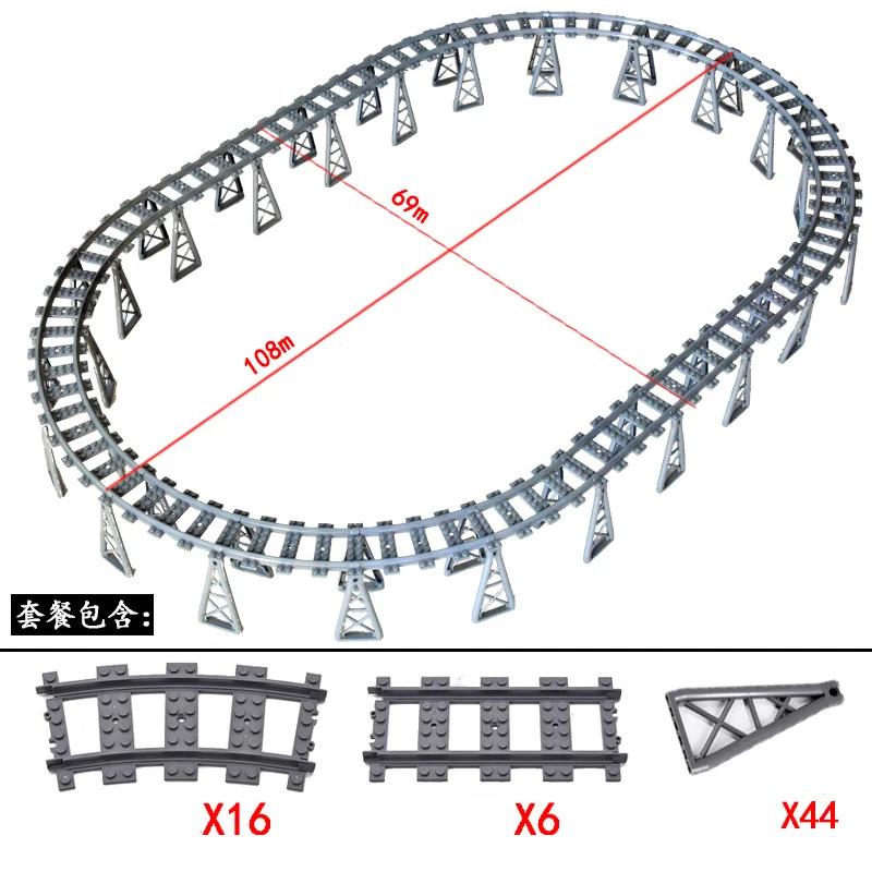 Compatible With LEGO MOC Railroad Bridge Train Track Combination Scene Building Blocks DIY Cross Track Bricks Toys Rail Car