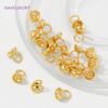 10/20Pcs Crimp Beads 18K Gold Plated Brass Bead End Cap with Loop,End Caps For Jewelry,DIY Bracelet Jewelry Making Accessories