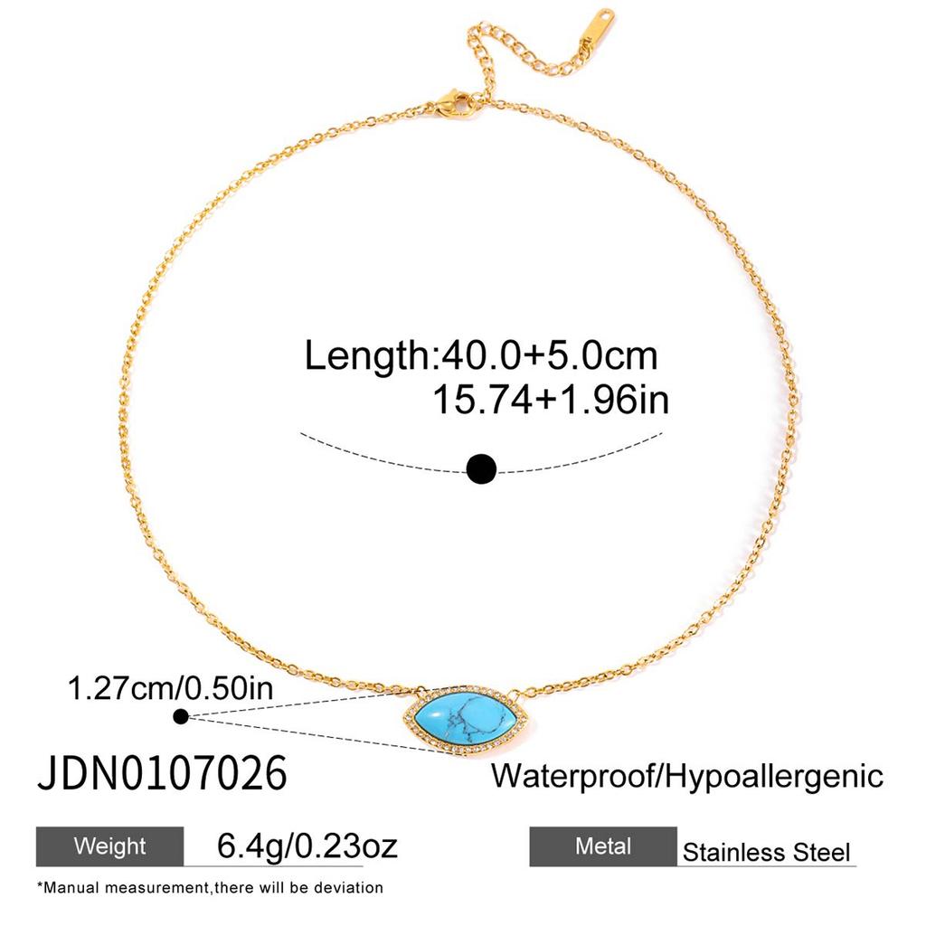 Youthway Blue Turquoise Evil Eye Pendant Necklace For Women  Gold Plated Stainless Steel Necklace Fashion Jewelry Girls Gift