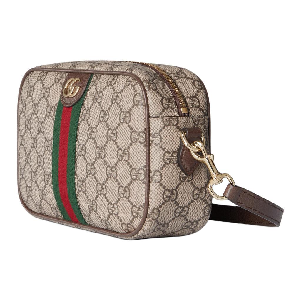 Gucci Ophidia Beschichtete Stoff Schultertasche Klein Damen Beige Dunkelbraun