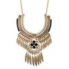 Qw Vintage European Designer Necklace With Hollow Flower Pattern And Leaf Tassel For Gift And Travel Souvenir