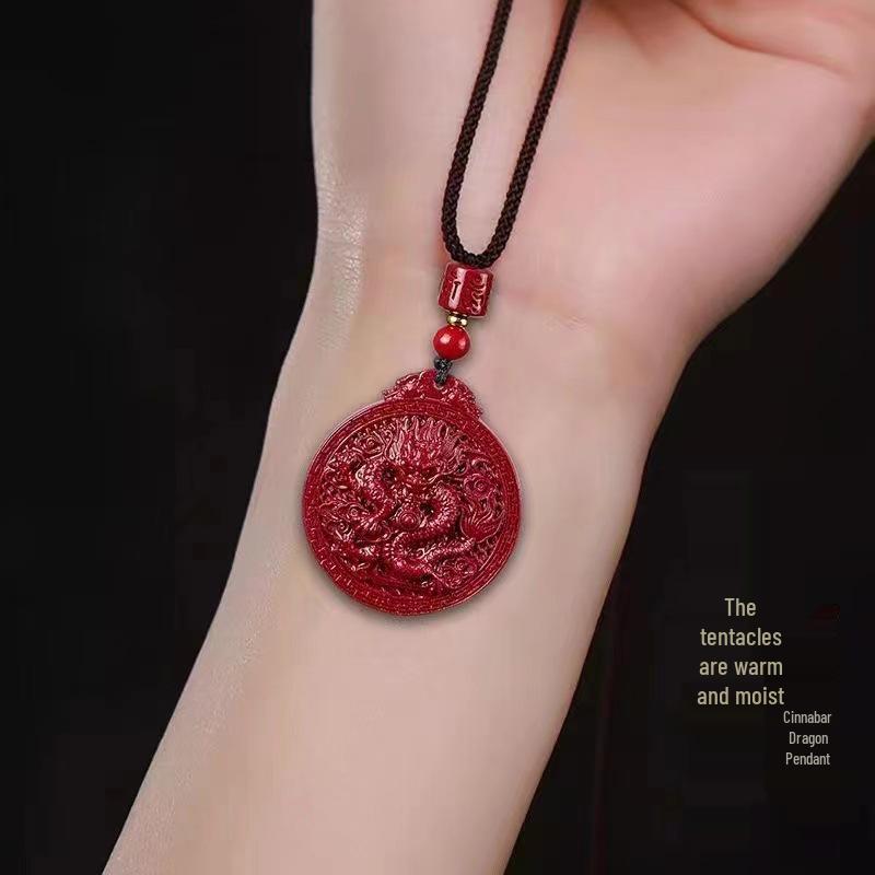 

Пурпурно-Золотий Піщаний Кіноварний Дракон Підвіска Амулет - Намисто для Удачі та Захисту High Content Cinnabar