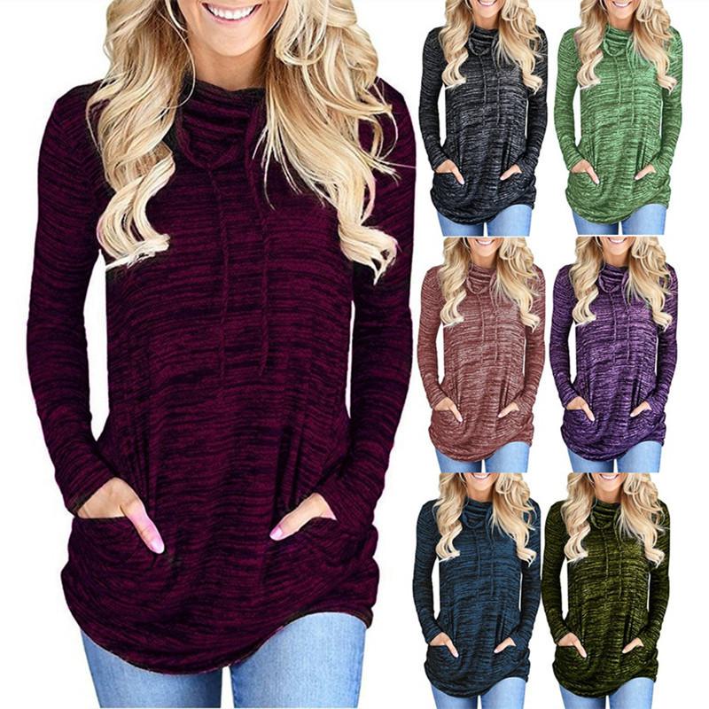 

Женская европейско-американская толстовка для фитнеса на открытом воздухе, спортивный топ на весну/осень с воротником-стойкой и карманом. L темно-синий