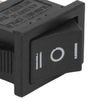 10Pcs KCD1 Mini Rocker Switch 3 Pin 3 Position 6A250V 10A125V Boat Rocker Switch Black SPST Snap-in Toggle ON-OFF-ON Car