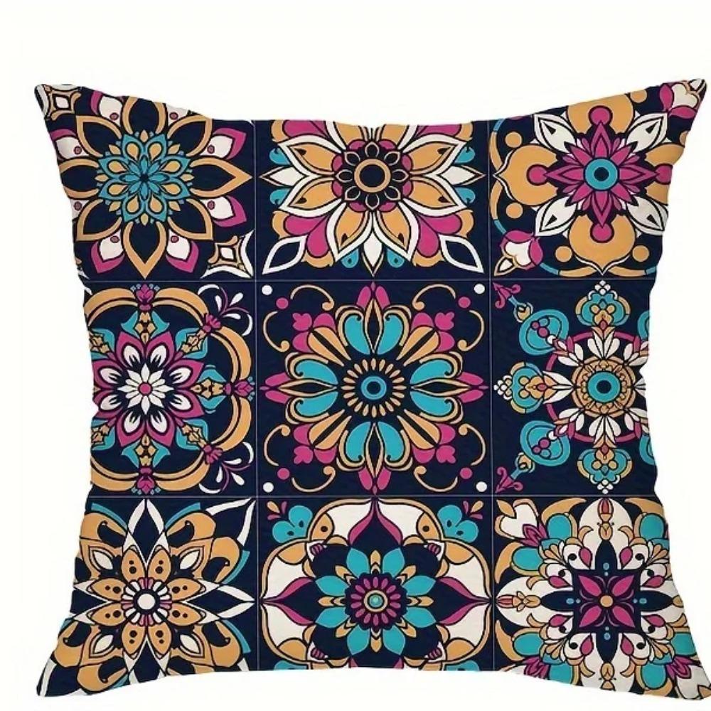 Bohemian Mandala Pillow Covers Double Sided 2D Print Vibrant Pillow Covers Bedroom Living Room Sofa Eclectic Vibe Accessory Gift