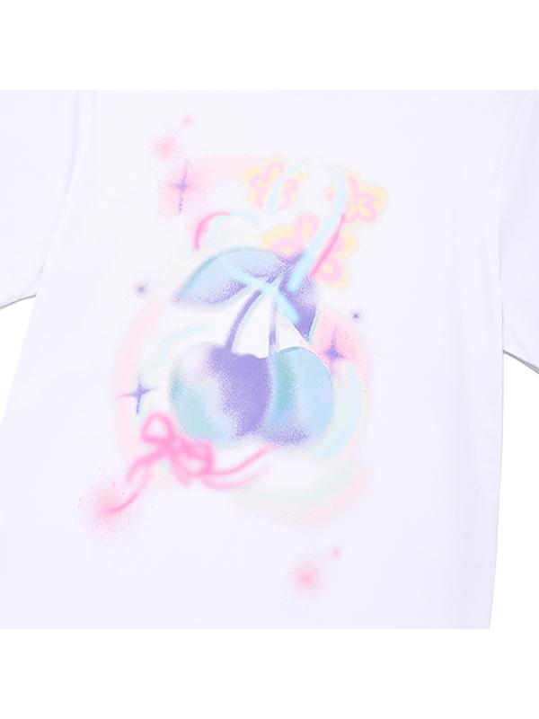 KIRSH Cherry Blur Graphic T-Shirt [White]