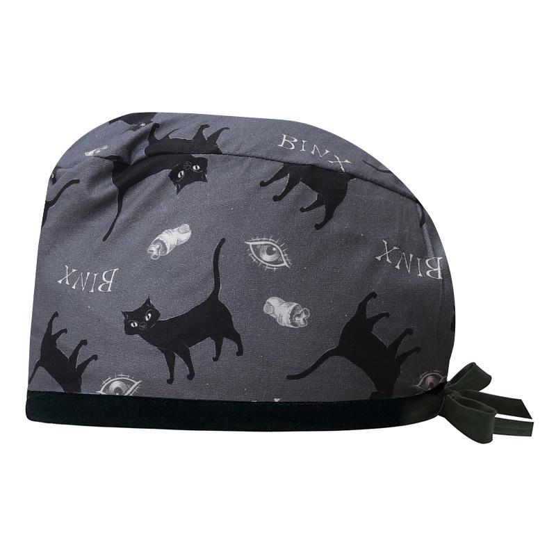 Adjustable Cotton Surgical Cap with Cartoon Print for Women and Men
